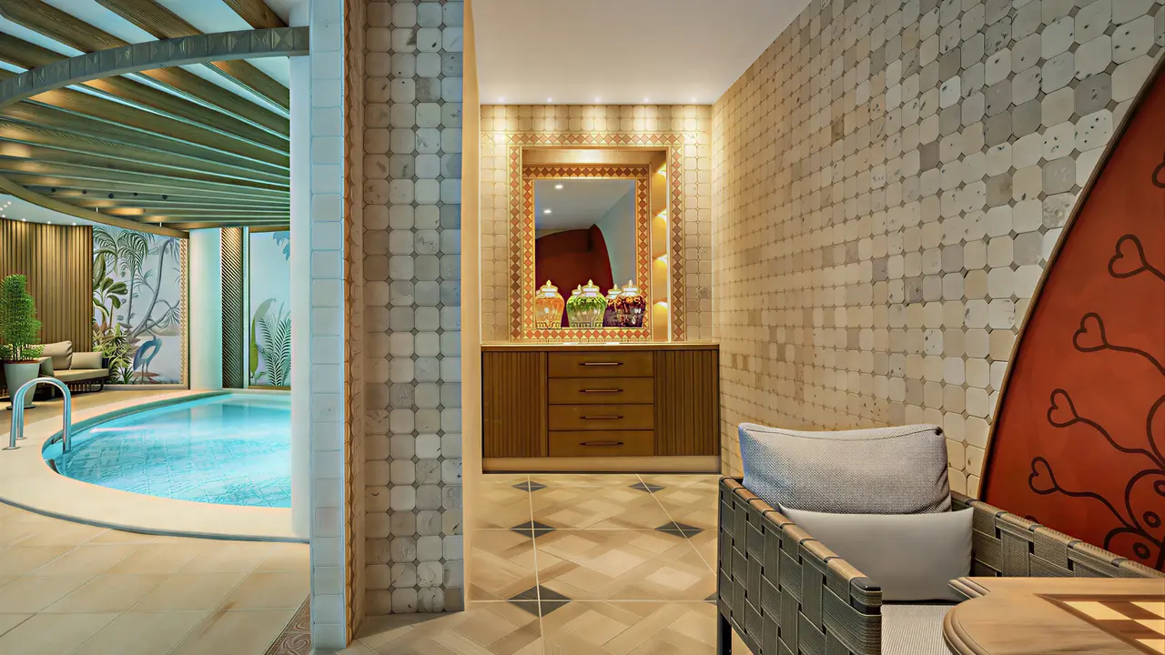 Wnętrze strefy spa w Papillon Belvil
