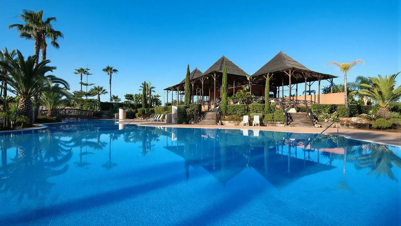 Basen w obiekcie Puerto Antilla Grand z palmami