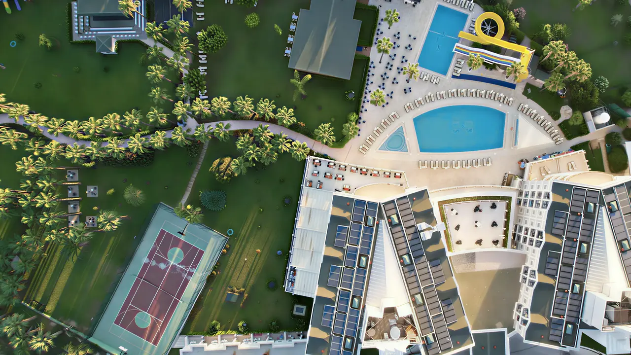 Widok z góry na kompleks Royal Atlantis Beach