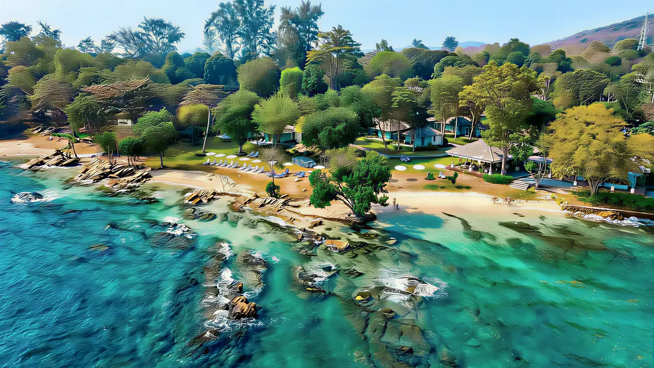 Widok z lotu ptaka na Sai Kaew i plażę