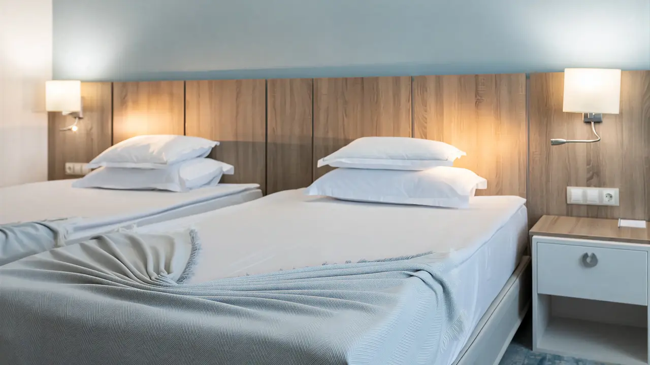 Dwa łóżka w pokoju hotelowym Sentido Neptun Beach