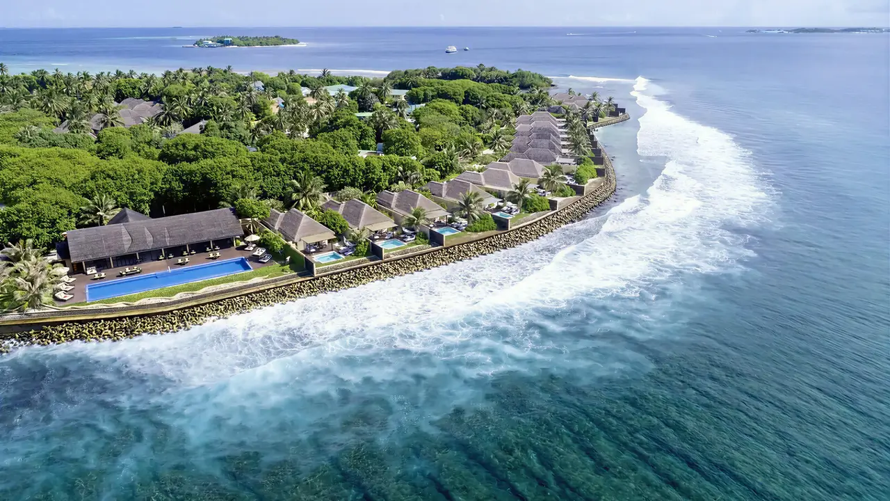 Widok z lotu ptaka na Sheraton Maldives Full Moon Resort & Spa