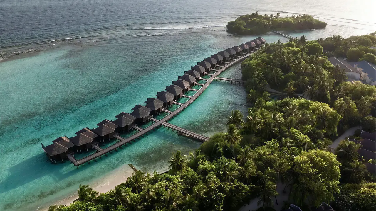 Widok z lotu ptaka na Sheraton Maldives Full Moon Resort & Spa