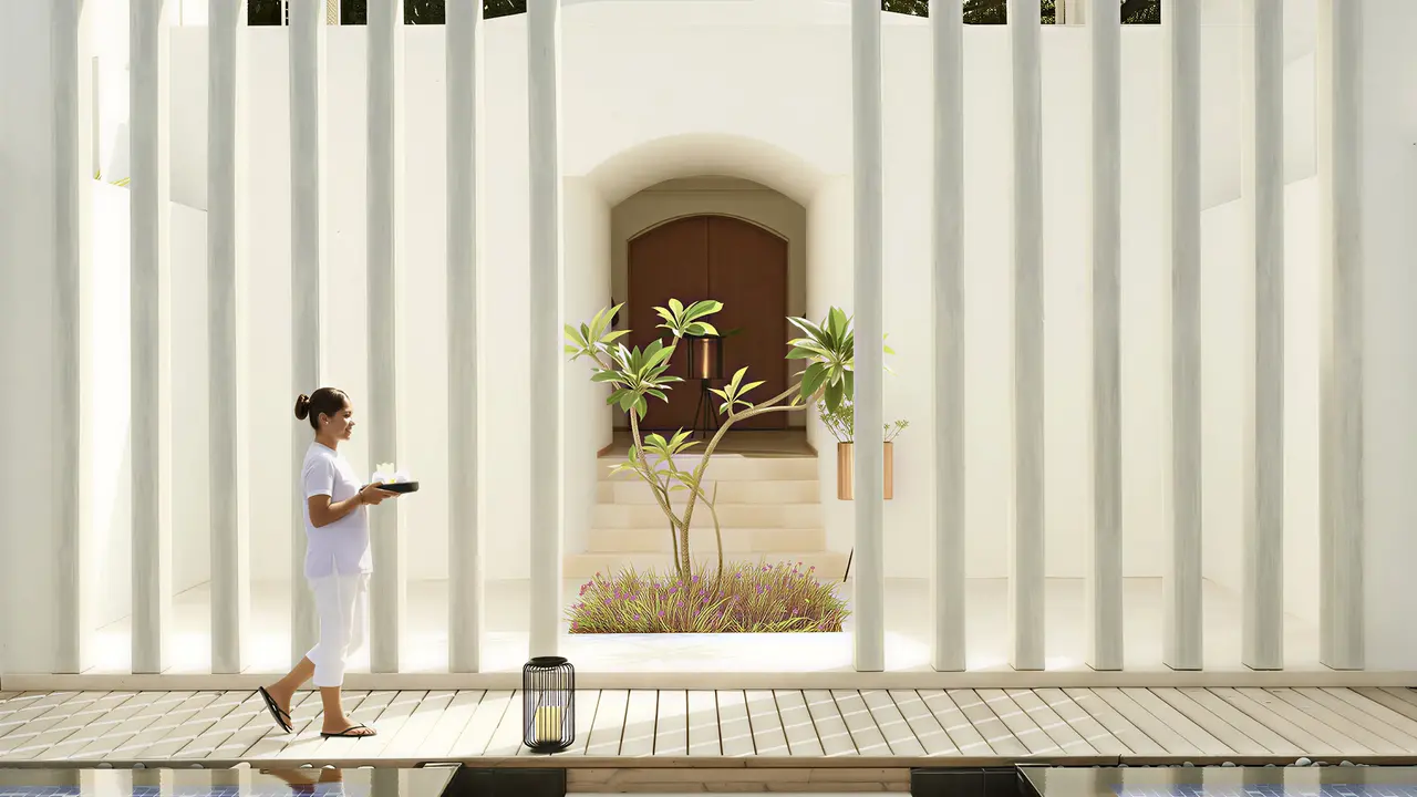 Nowoczesna architektura zewnętrzna w Sirru Fen Fushi Private Lagoon Resort