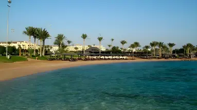 Plaża i leżaki przy Steigenberger Aqua Magic