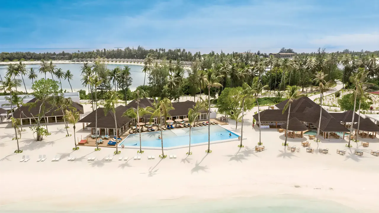 Widok na kompleks Sun Siyam Olhuveli z lotu ptaka