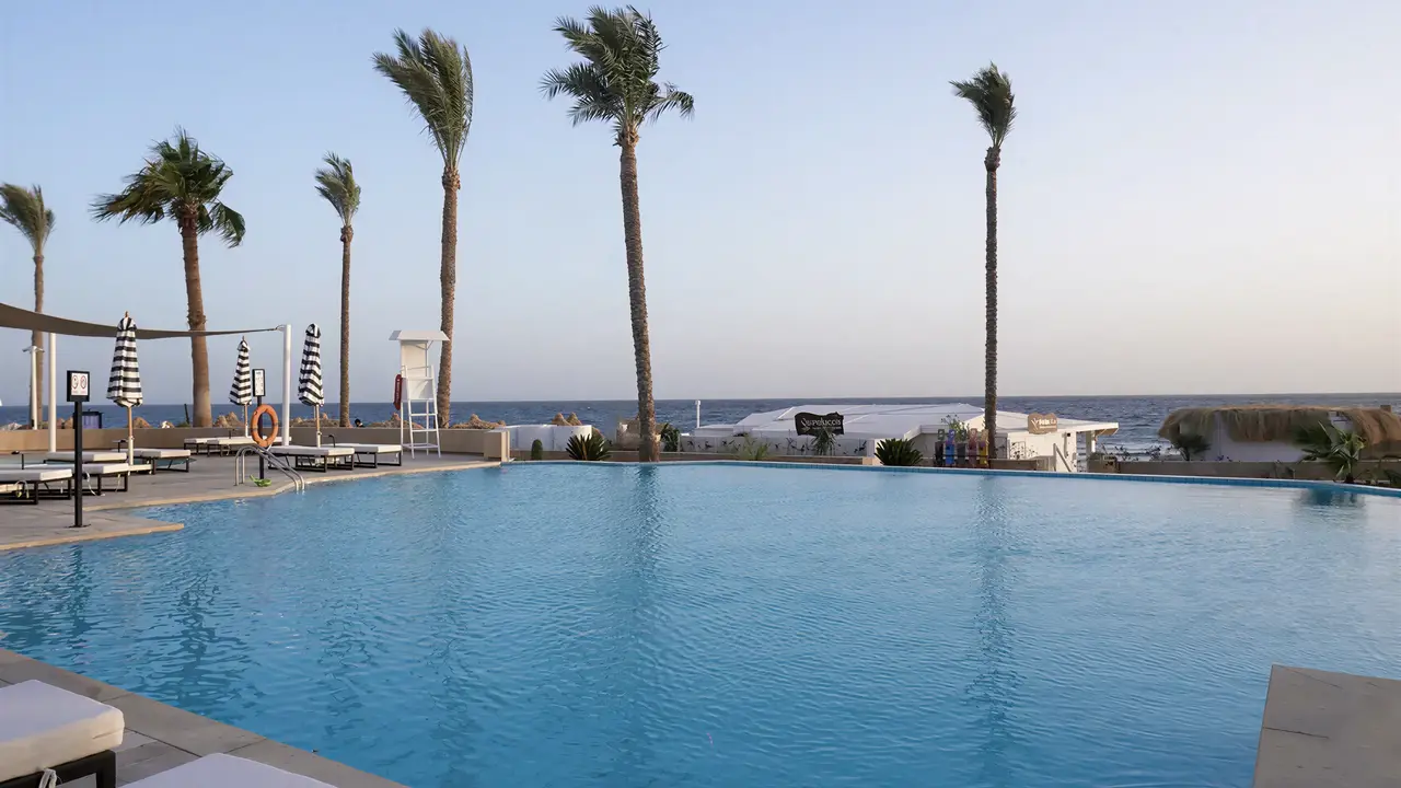 Basen w hotelu Sunrise Remal Beach z palmami