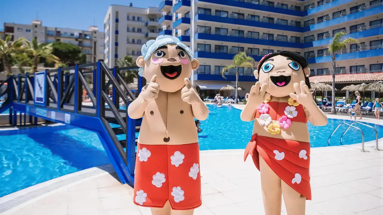 Maskotki przy basenie w Tahiti Playa