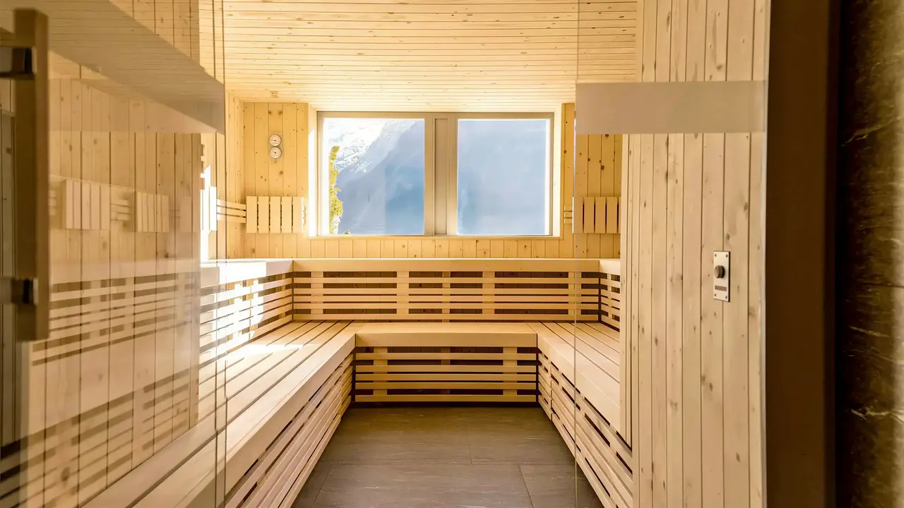 Drewniana sauna w Terrace