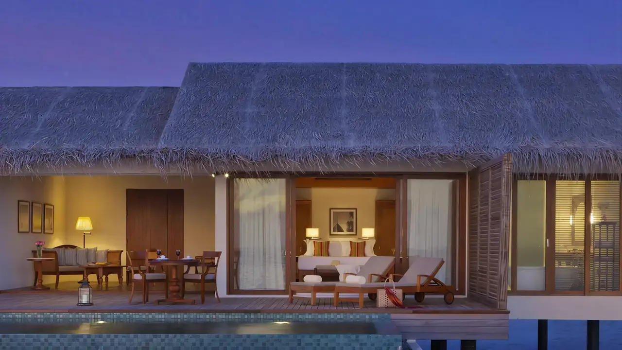 Prywatny taras z basenem w The Residence Maldives