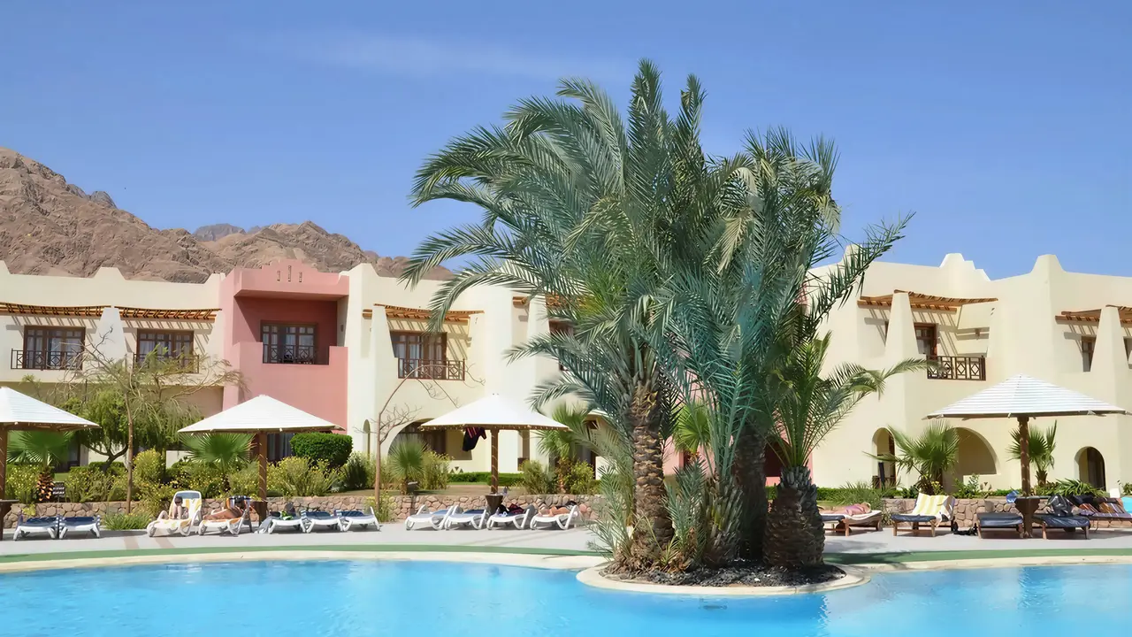 Basen z leżakami w Tropitel Dahab Oasis