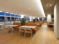 Jadalnia z pomarańczowymi kanapami w Turim Presidente