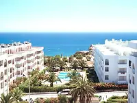 Widok na kompleks budynków Ukino Terrace Algarve przy morzu