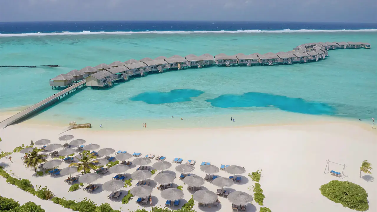 Widok na kompleks You & Me by Cocoon Maldives z lotu ptaka