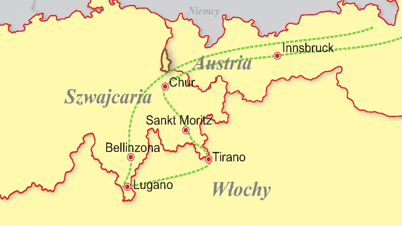 Austria, Szwajcaria, Włochy - Czerwonym Pociagiem przez Alpy