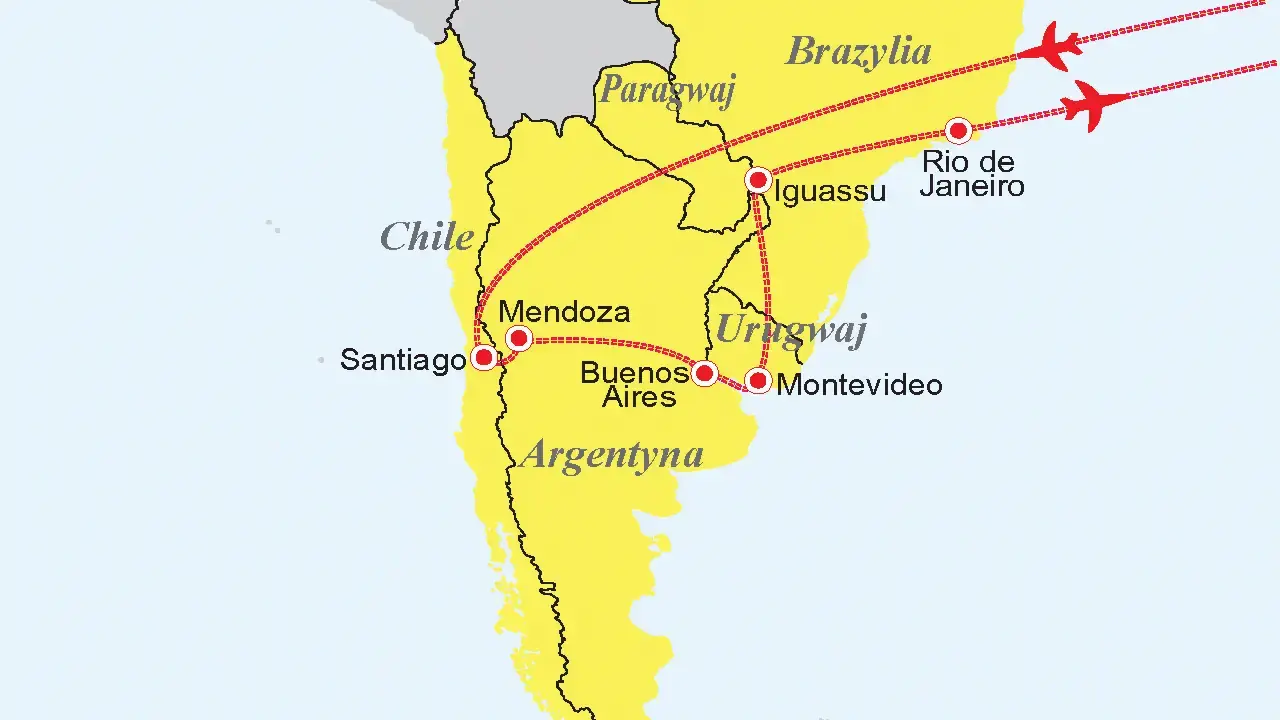 Chile, Argentyna, Urugwaj, Paragwaj, Brazylia - Pięć krajów Ameryki Południowej 2025