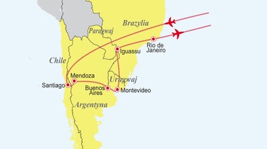 Chile - Argentyna - Urugwaj - Paragwaj - Brazylia: Pięć krajów Ameryki