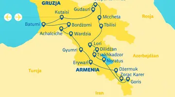 Gruzja, Armenia - spod szczytów Kaukazu w doliny Armenii