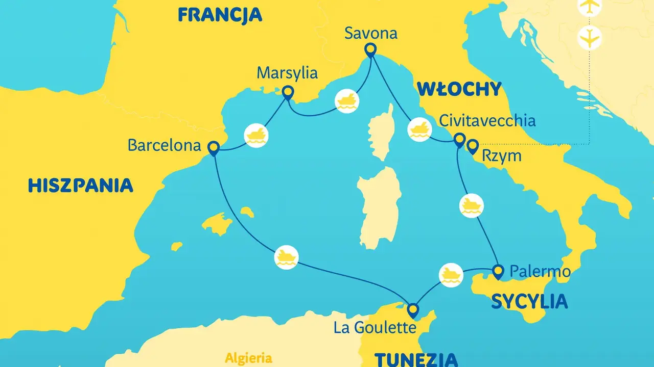 Rejs wzdłuż Włoch, Francji, Tunezji i Hiszpanii - Costa Cruises