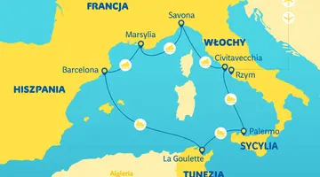 Rejs wzdłuż Włoch, Francji, Tunezji i Hiszpanii - Costa Cruises